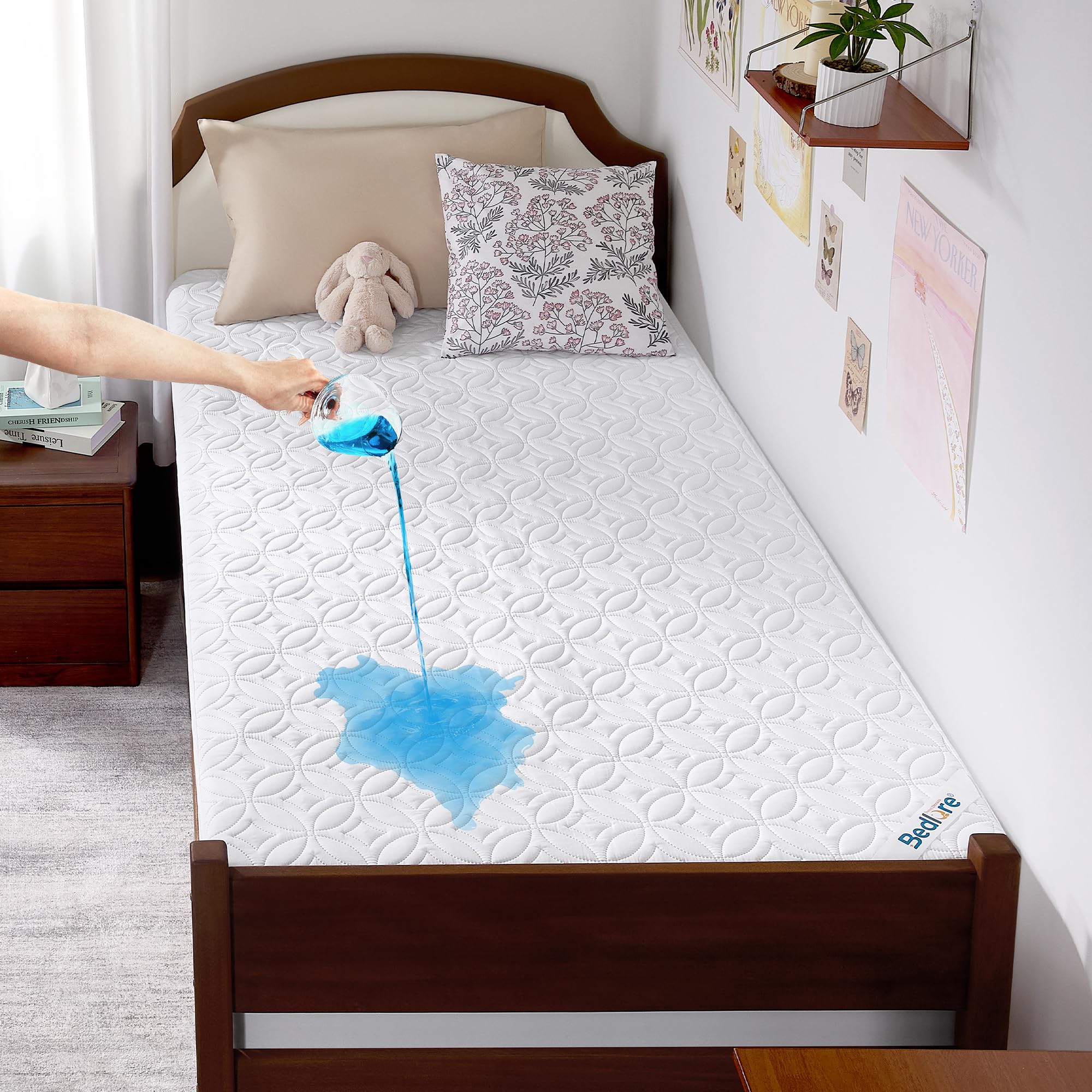 BEDLORE Waterproof Mattress Protector Twin XL, Deep Pocket 6"-15", White