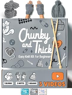 Complete Knitting Kit for Beginners - Learn to Knit Kit with Knitting Accessories Like Thick Beginner Yarn in Gray, Bamboo Needles for Beginners &amp; More - Includes Video Tutorials &amp; Written Guide