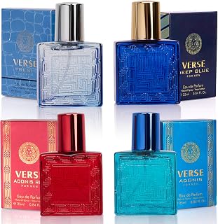 NovoGlow Verse Mini 4-Piece Fragrance Gift Set for Men - Aromatic, Floral, Oriental &amp; Woody Notes - Individually Boxed - Travel Size - 25ml Eau De Parfum