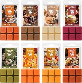 SALUBRITO Fall Scented Wax Melts, Strong Scented Autumn Soy Wax Cubes/Tarts Variety Gift Set, Pumpkin Spice, Cinnamon, Spiced Cider, Snickerdoodle, Balsam Pine, Candy Corn, Fall Harvest, Apple Pie