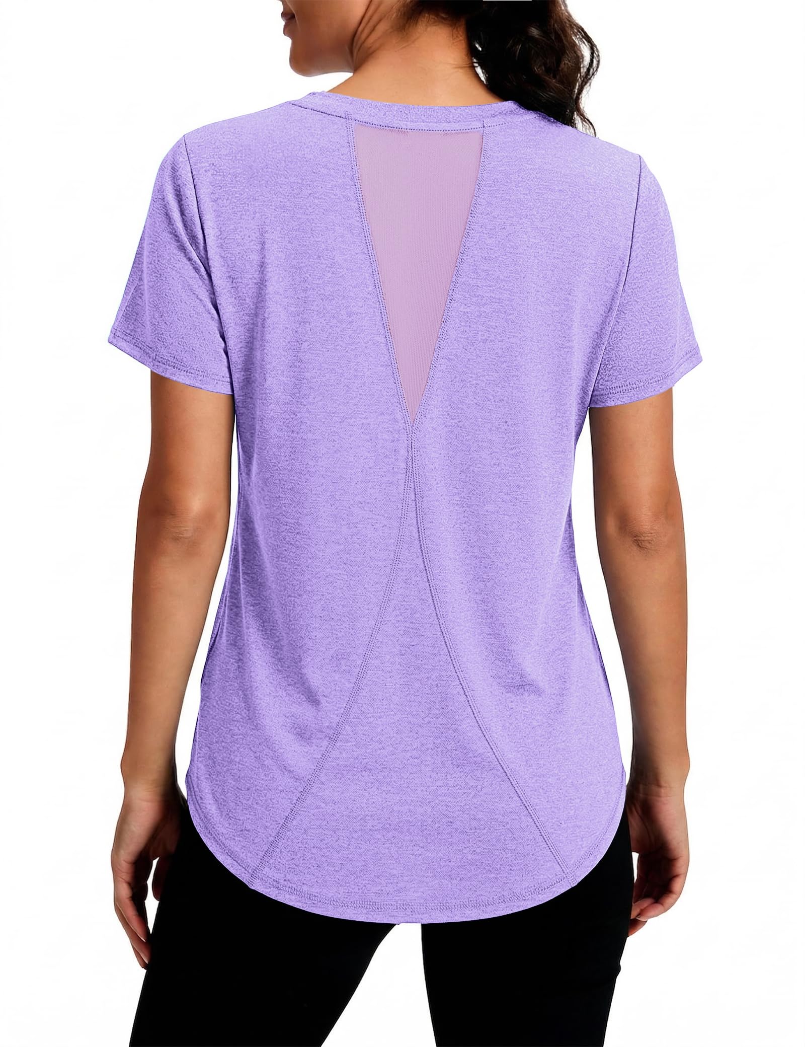 Gyabnw Women's Sports V-Neck T-Shirt Short Sleeve Breathable Lightweight Quick D