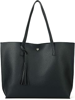 Women Tote Bags Top Handle Satchel Handbags PU Faux Leather Tote Bag with Tassel Shoulder Purse