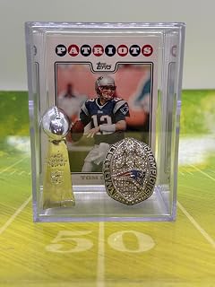 New England Patriots 2019 Super Bowl LIII Replica Championship Ring & mini Lombardi Trophy Shadowbox w/Tom Brady Card