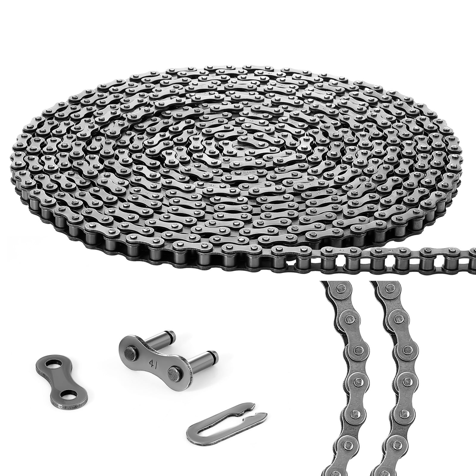 Tandefio #41 30 ft Roller Chain for Gate Openers, Carbon Steel, 2 Links | Replac