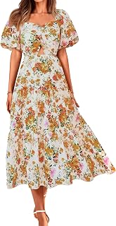 BTFBM Summer Dresses for Women 2026 Spring Outfits Beach Vacation Short Sleeve Smocked Boho Casual Floral Maxi Dress