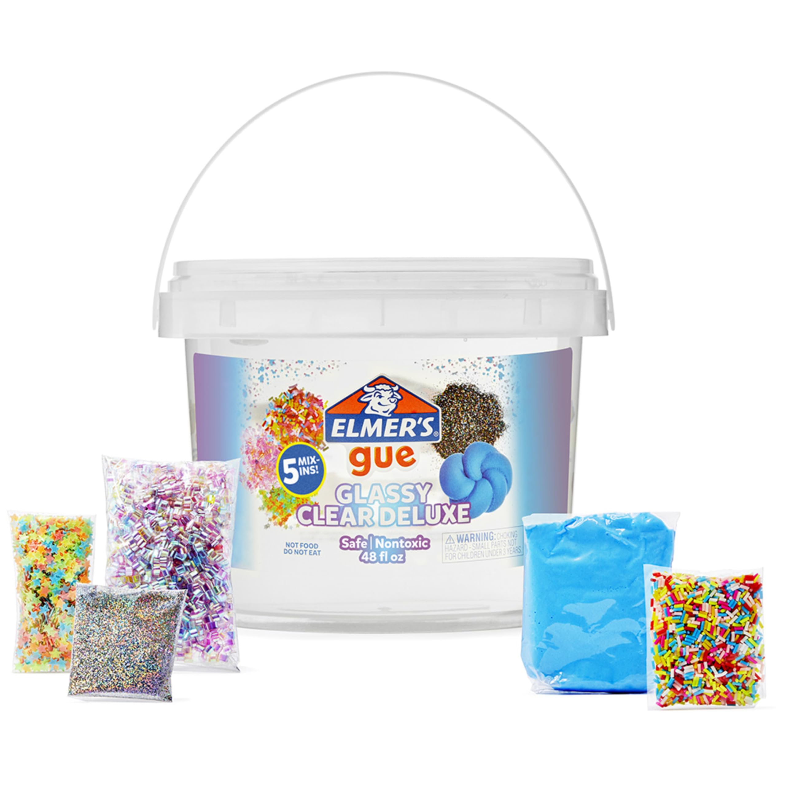 Elmer's Gue Premade Slime, Glassy Clear 3 Lb. Bucket - Includes 5 Sets of Slime 