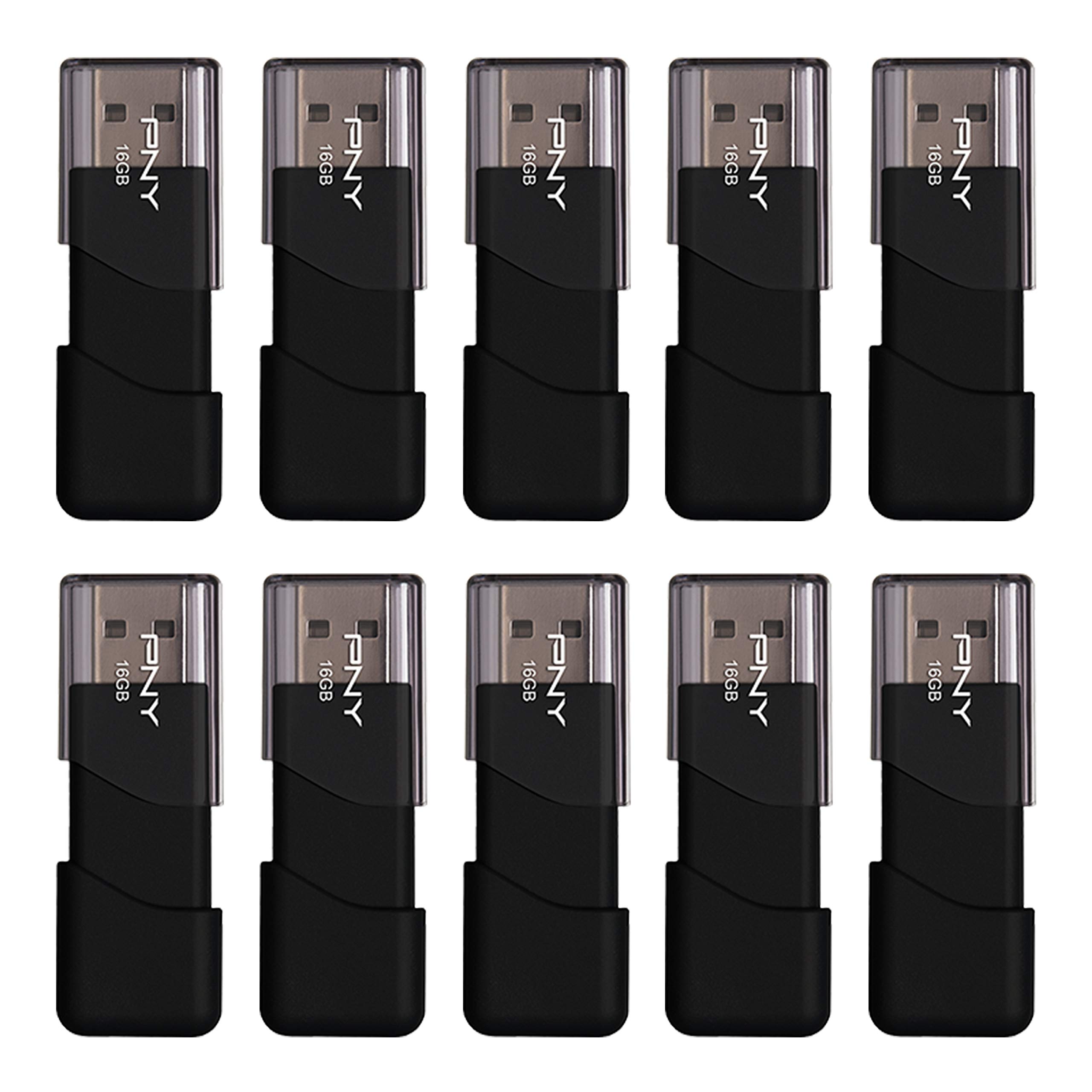 PNY 16GB Attaché 3 USB 2.0 Flash Drive 10-Pack | Durable, Lightweight, Sliding C