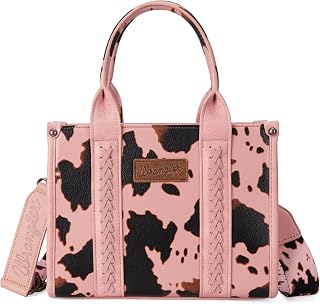 Wrangler Cow Print Tote Bag for Women Western Purse Boho Top Handle Satchel Handbag with Signature Strap