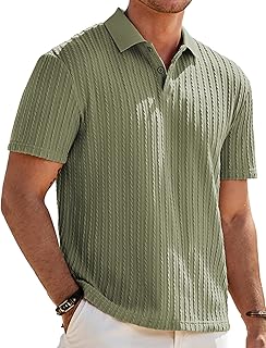 JMIERR Men's Textured Polo Shirt Short Sleeve