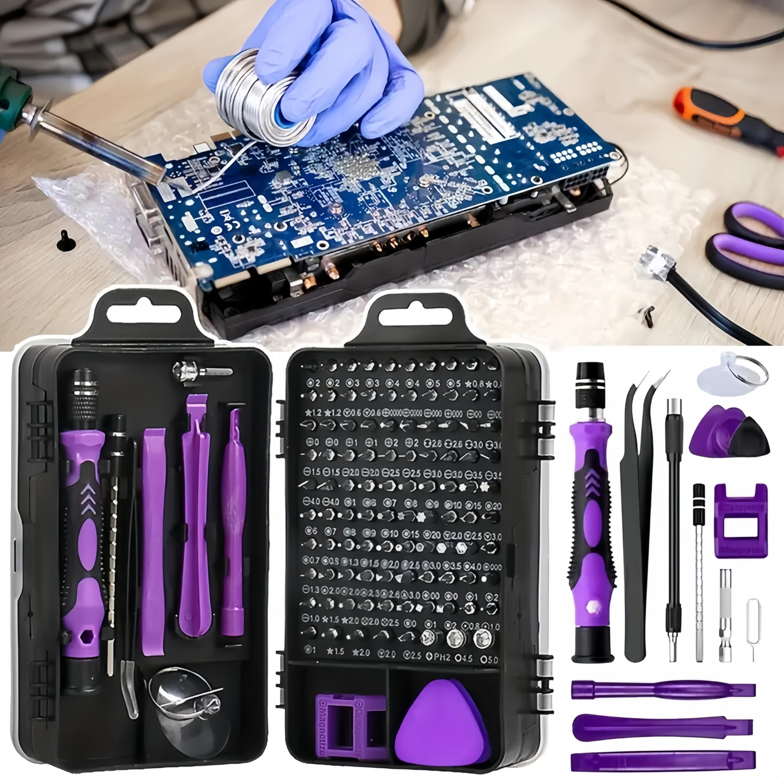 115 in 1 Precision Screwdriver Set Professional Repair Tool Kit with Flat Head &