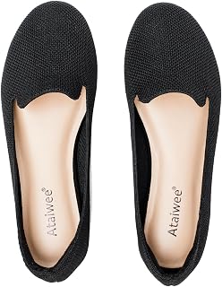 Ataiwee Women's Wide Width Flat Shoes Knit Dress Flats