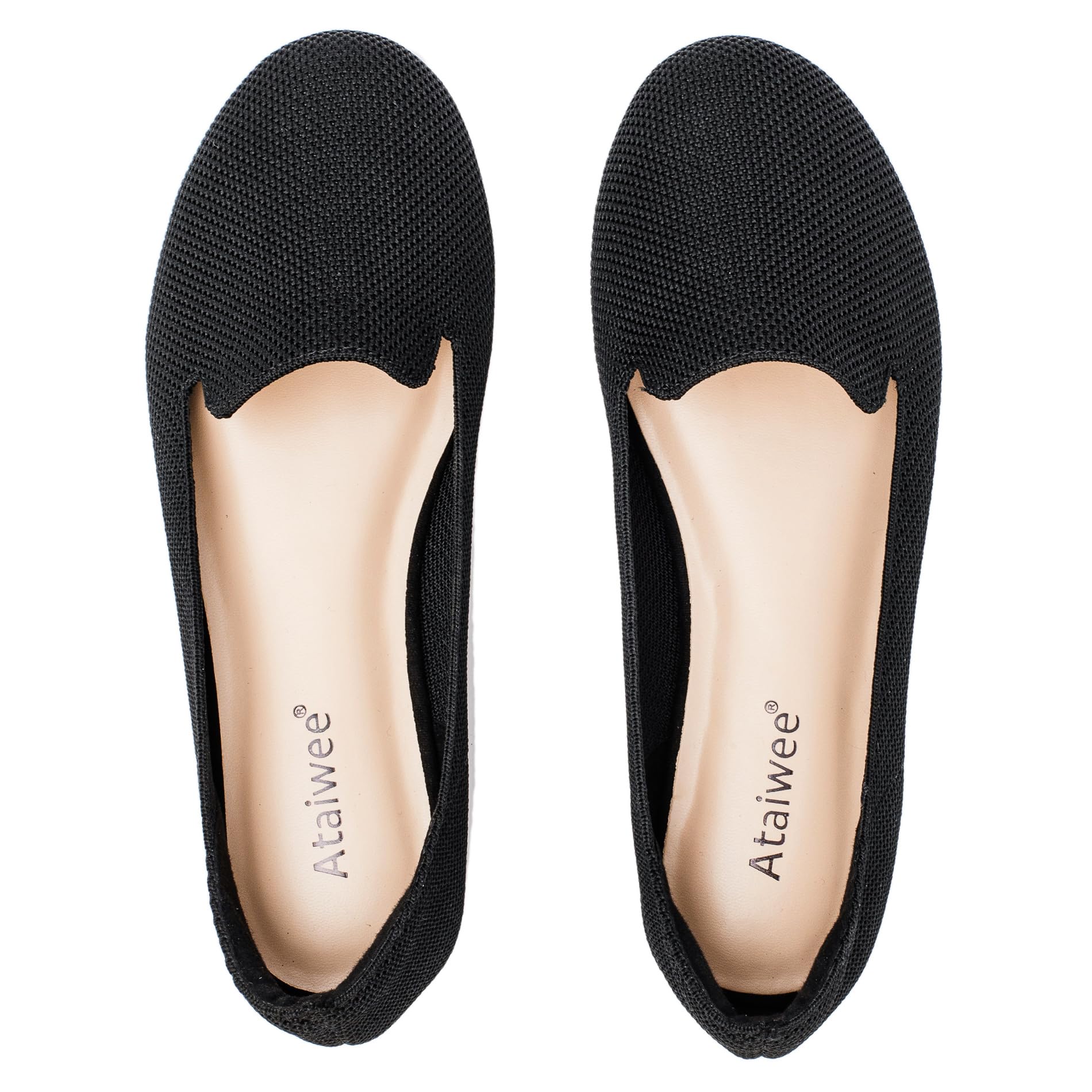 Ataiwee Women's Wide Width Flat Shoes Knit Dress Flats