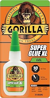 Gorilla Super Glue Gel XL, Clear 25g, 1-Pack, Fast Setting, No Drip | Control for Precise All Purpose Repairs, Anti Clog Cap, Bonds Wood Metal Plastic Glass Ceramic, Impact Tough Formula