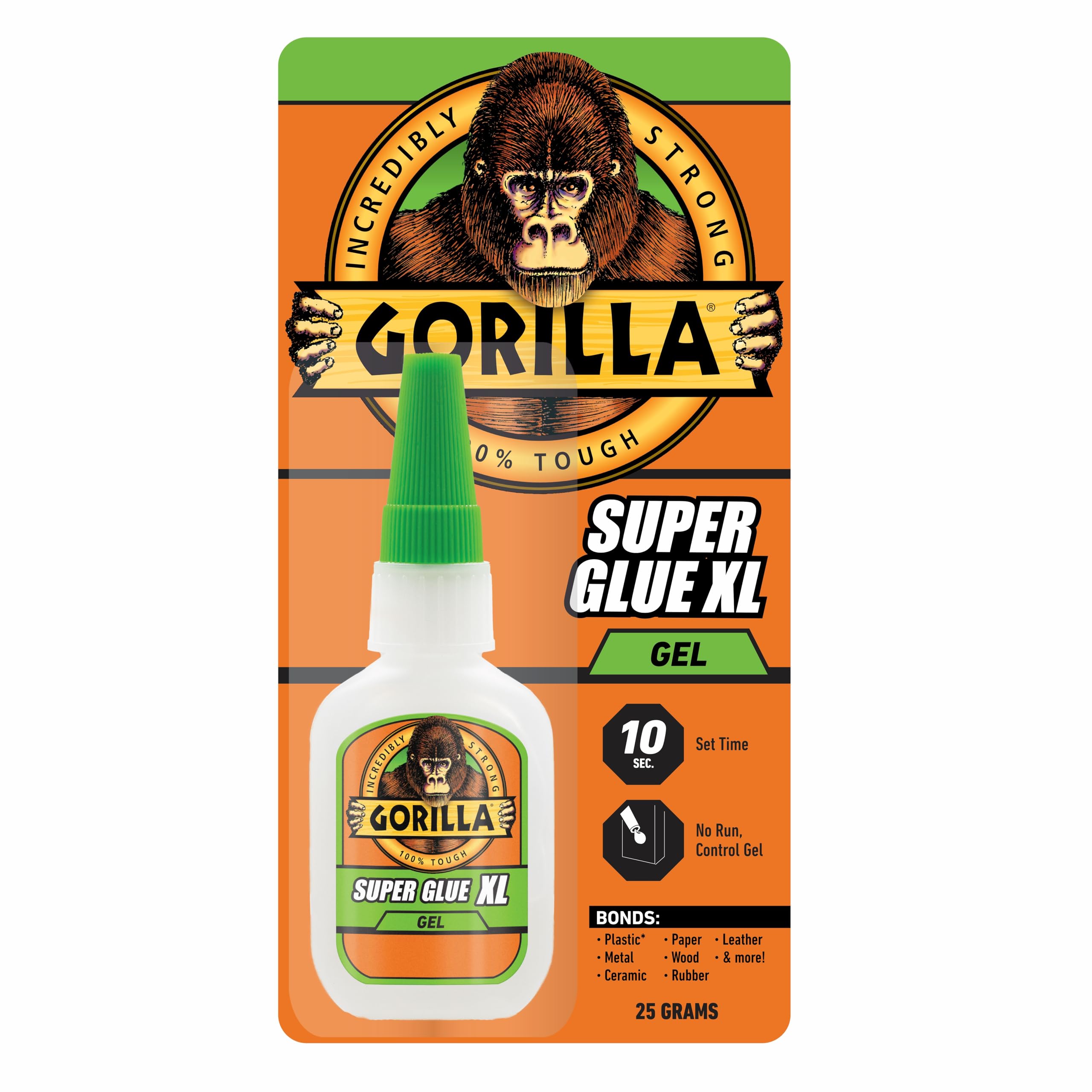 Gorilla Super Glue Gel XL, Clear 25g, 1-Pack, Fast Setting, No Drip | Control fo