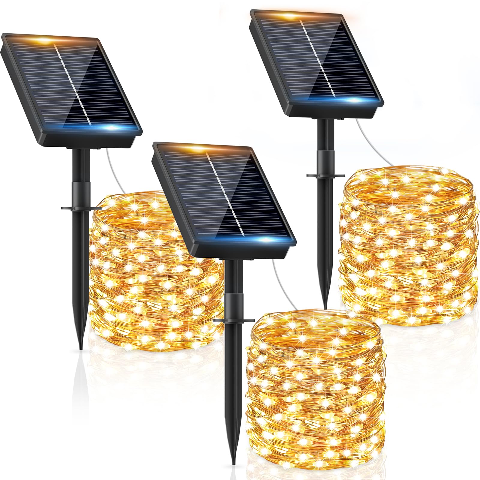 Outdoor Solar Lights 3 Packs: 12 + 2 m 120 LED Solar Garden Lights | IP65 Waterp