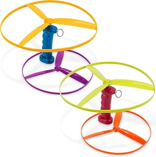 Battat Skyrocopter Flying Disc Toy Set, 2 Launchers, 4 Discs, Summer
