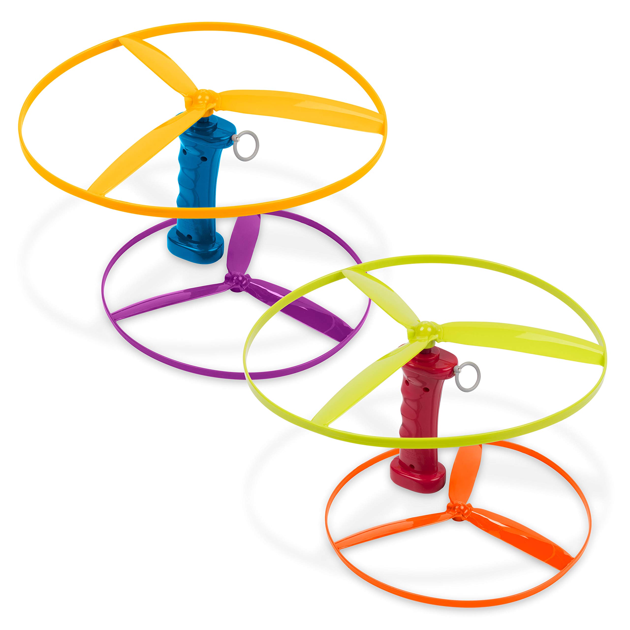 Battat Skyrocopter Flying Disc Toy Set, 2 Launchers, 4 Discs, Summer