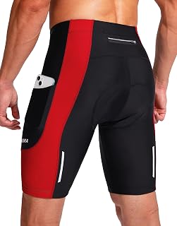 Bikewa Men's Cycling Shorts 3D Padded Cycling Road Mountain Cycling UPF 50+ Zipper Pockets