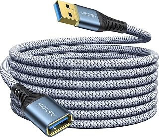 ANDTOBO USB Extension Cable 5M, USB 3.0 Type A Male to Female Extender Cables High-Speed Data Transfer 5Gbps Compatible with Gamepad, Printer, Webcam, USB Keyboard, Flash Drive, Hard Drive