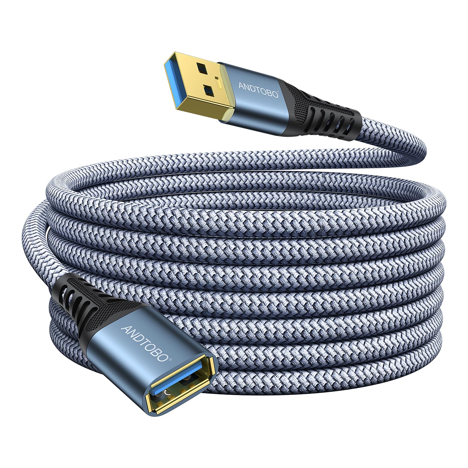 ANDTOBO USB Extension Cable 5M, USB 3.0 Type A Male to Female Extender Cables Hi