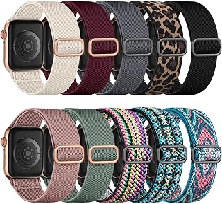 Maledan 10-Pack Stretchy Nylon Solo Loop for Apple Watch Bands Women Men | Soft Elastic Nylon Strap, Fits 38mm 40mm 41mm 42mm 44mm 45mm 46mm 49mm for iWatch Series 12 11 10 9 8 7 6 5 4 3 2 1 SE Ultra