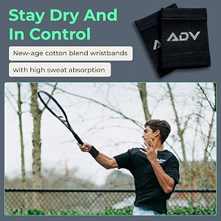 ADV Sports Bracelets - New Age - Cotton Blend Tennis Bracelets - Ultra Absorbent for Men & Women - Wide and Thin Double Bracelets for Sweat - 4 or 2 Packs