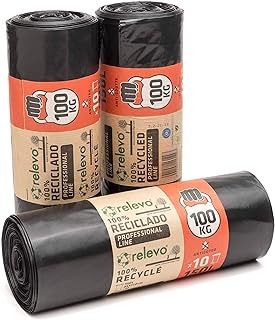 Relevo 150L Heavy Duty Bin Bags – 55 µm (Micron) Thick with a 100kg weight Resistance, Serve as Garden Waste Bags or as Rubble Sacks Heavy Duty