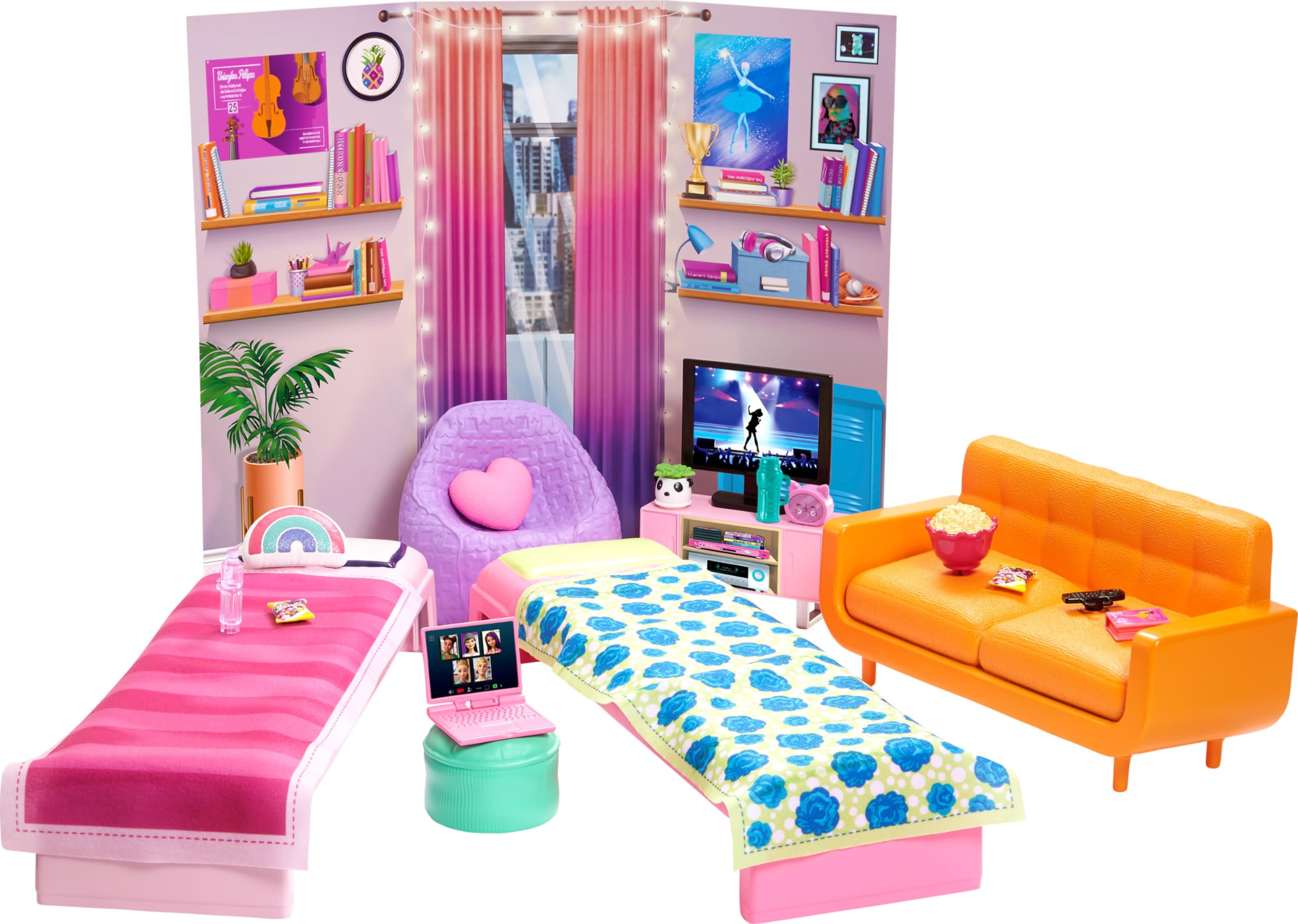 Barbie Big City, Big Dreams Toy Playset | Dorm Room Furniture & Accessories with
