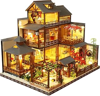 Spilay DIY Miniature House Kit for Adults, Japanese Miniature Dollhouse Kit | With Warm Light & Music Box, Mini House Building Kit for Bookshelf Decor, Home Display & Creative Gifts for DIY Lovers