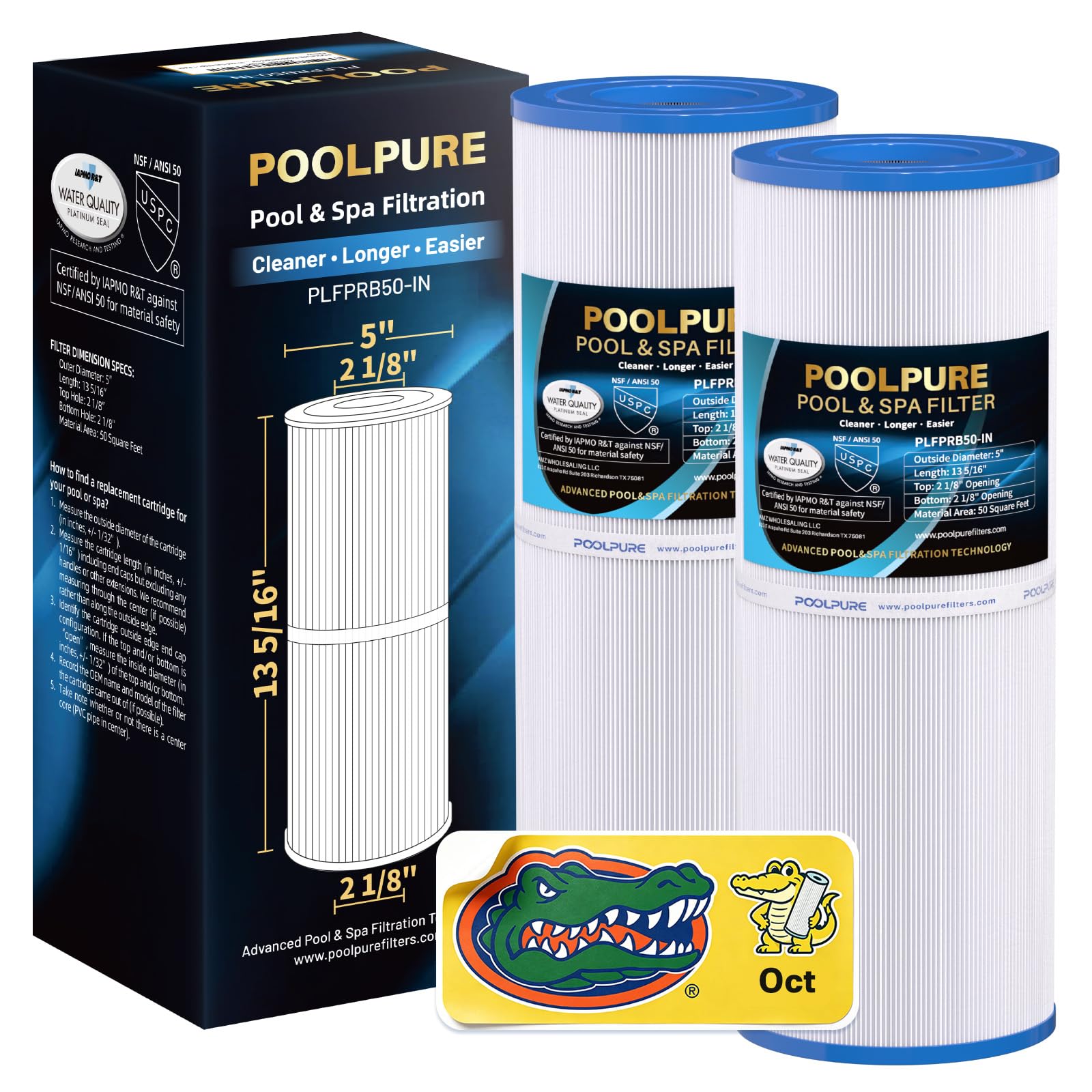 POOLPURE PLFPRB50-IN Hot Tub Filter Replace Pleatco PRB50-IN, Unicel C-4950 | Co