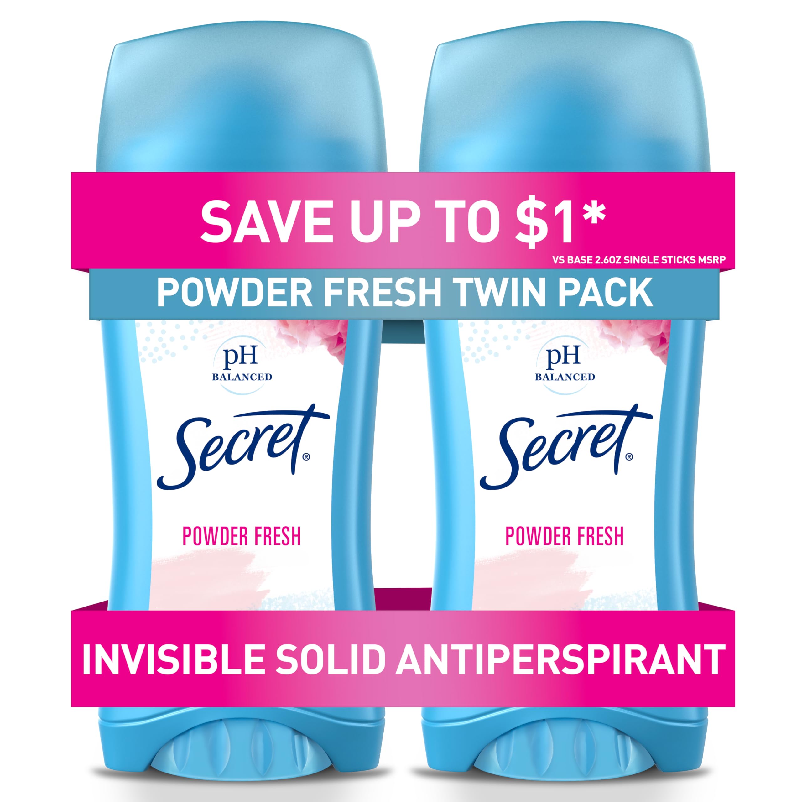 Secret Antiperspirant Deodorant for Women, Powder Fresh, 2.6 oz Pack of 2 | 24HR