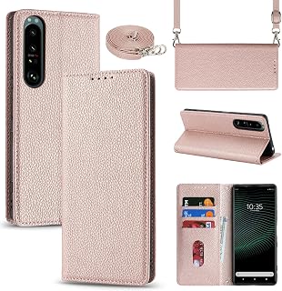 [Hamany] Compatible xperia 1 iv Case Shoulder Xperia 1 iv Case Notebook Type Smartphone Strap Card Storage Wallet Stand Function so-51c / Sog06 / Xperia 1 4th Generation Smartphone Case Magnetic Women
