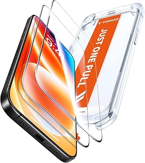 TORRAS Military-Grade Shatterproof for iPhone 16 Pro Max Screen Protector [9H+ Aerospace Tempered Glass＆ One-Step Installation] Full Coverage Fit Bubble Free Top-Notch Protection, 2 Pack, GlassGo X