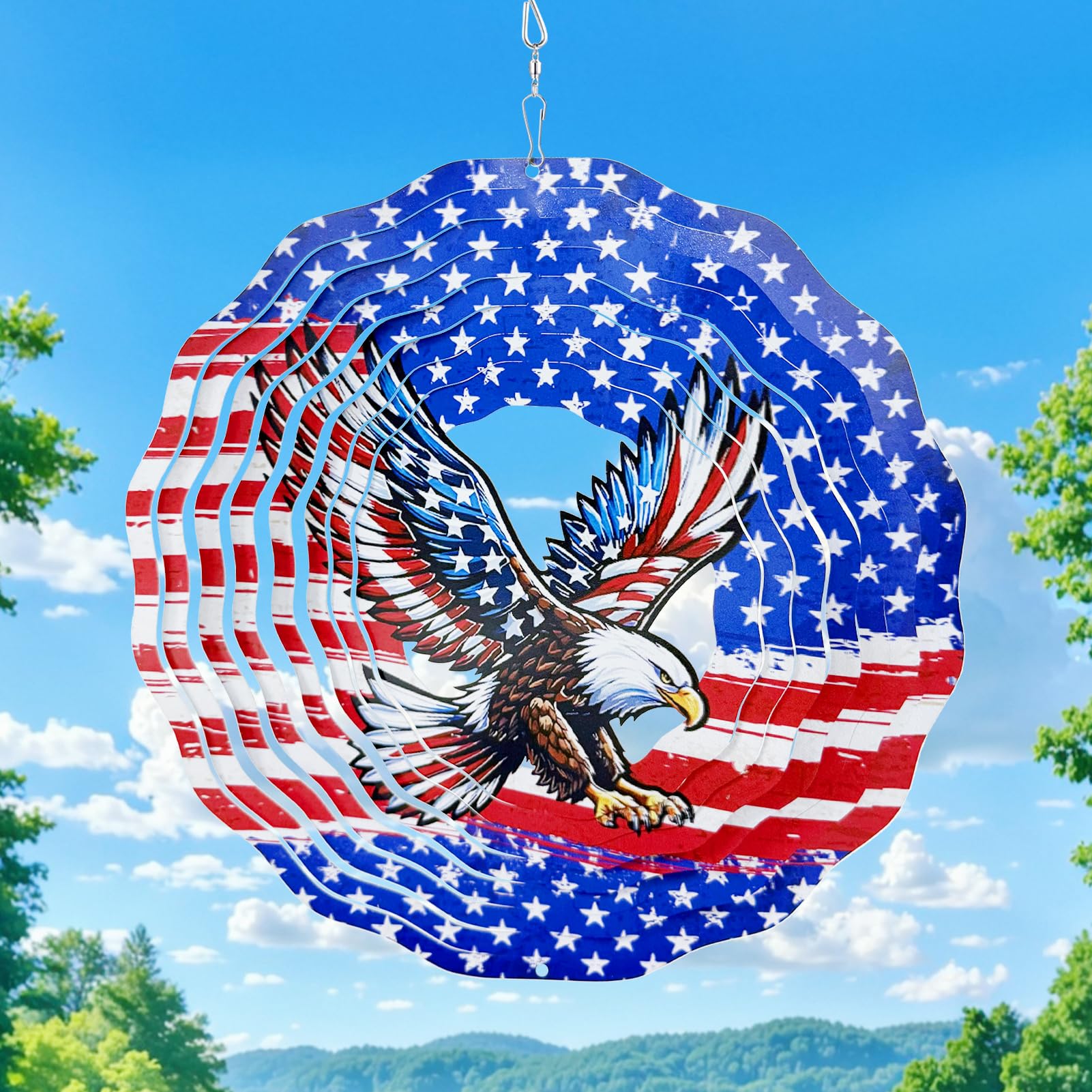 250th American Eagle Wind Spinner, 3D Hanging Outdoor Decor