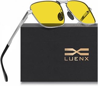 LUENX Mens Aviator Polarized Sunglasses: Rectangular UV400 Driving