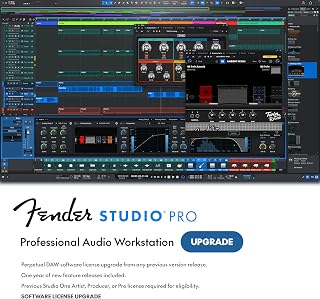 Fender Studio Pro 8 — Perpetual License Upgrade [PC/Mac Online Code] Full Music Production Software, Digital Audio Workstation, Guitar Recording Software, Fender Amp Modeling, Audio-to-MIDI Tools, Mix & Master, Unlimited Tracks
