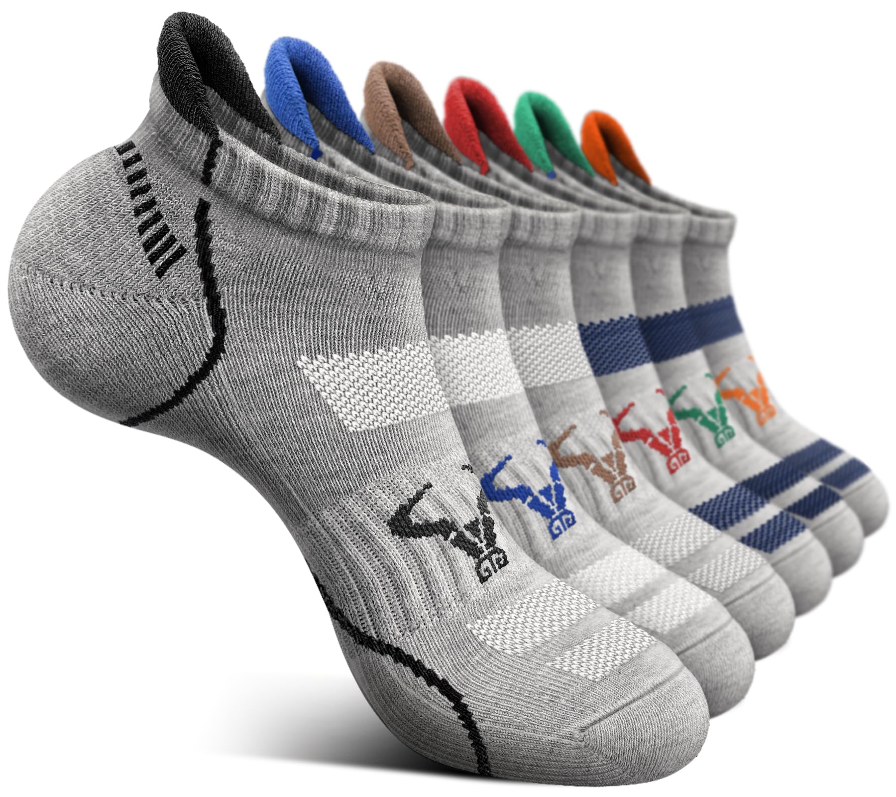 BULLIANT Men's Short Socks, 6 Pairs, Short Sports Breathable Ankle Socks, Moistu