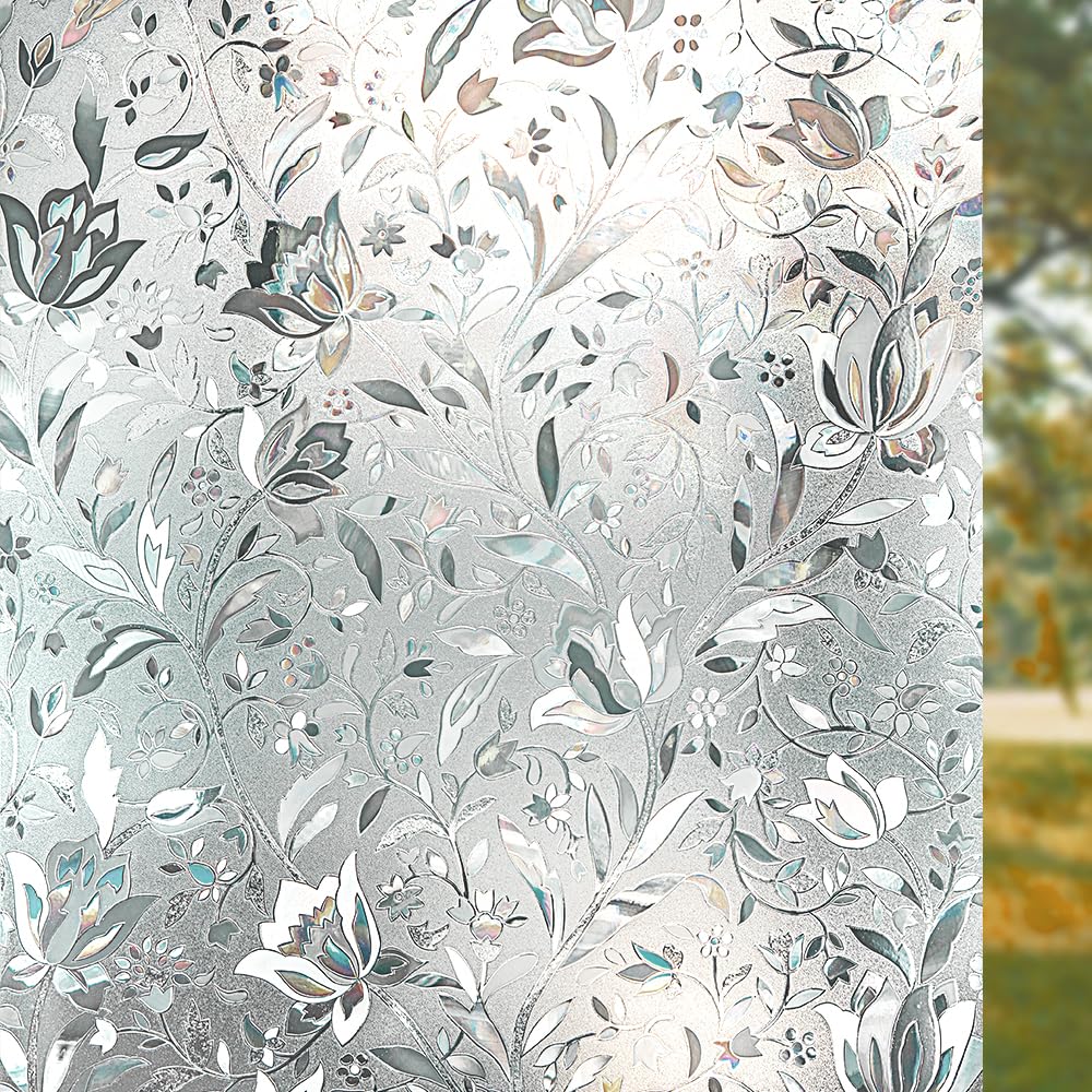 Window Privacy Film, Frosted Removable Glass Covering for Bathroom, Opaque Stati