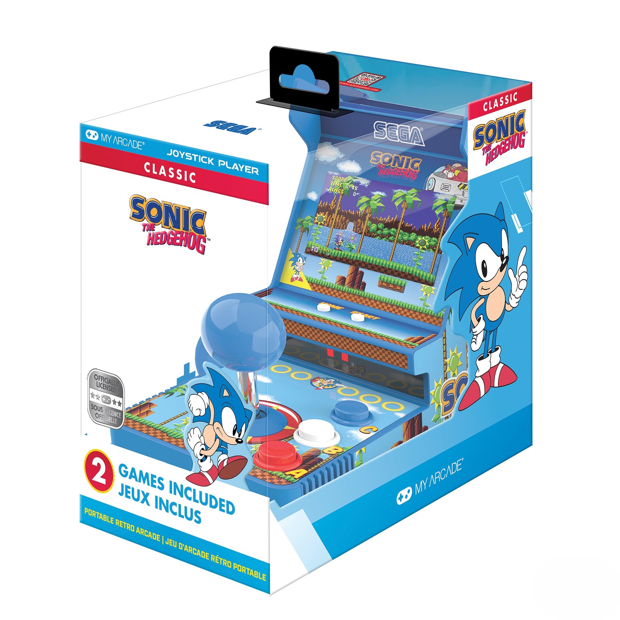 My Arcade Sonic Joystick Player: Sonic The Hedgehog, 2 Games in 1, Sega Classic,