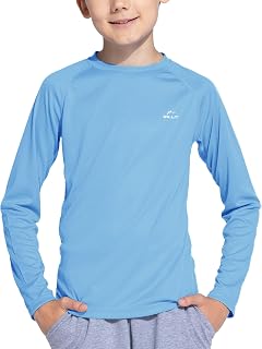 Willit Boy's UPF 50+ Sun Protection Shirt, Long Sleeve, Youth Swim Shirt, SPF Fishing Quick Dry