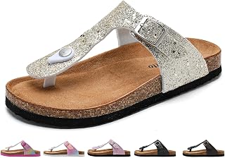 Torotto Kids Flip Flops with Cork Slipper for Girls Boys with Adjustable Buckle Anti-Slip Indoor Outdoor