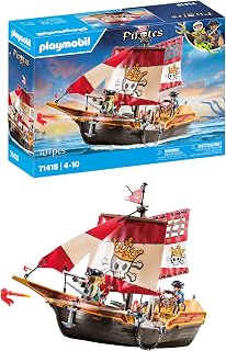 Playmobil 71418 Pirates: Small Pirate Vessel, exciting adventures on the high seas, complete with extensive accessories, fun imaginative role-play, playsets suitable for children ages 4+