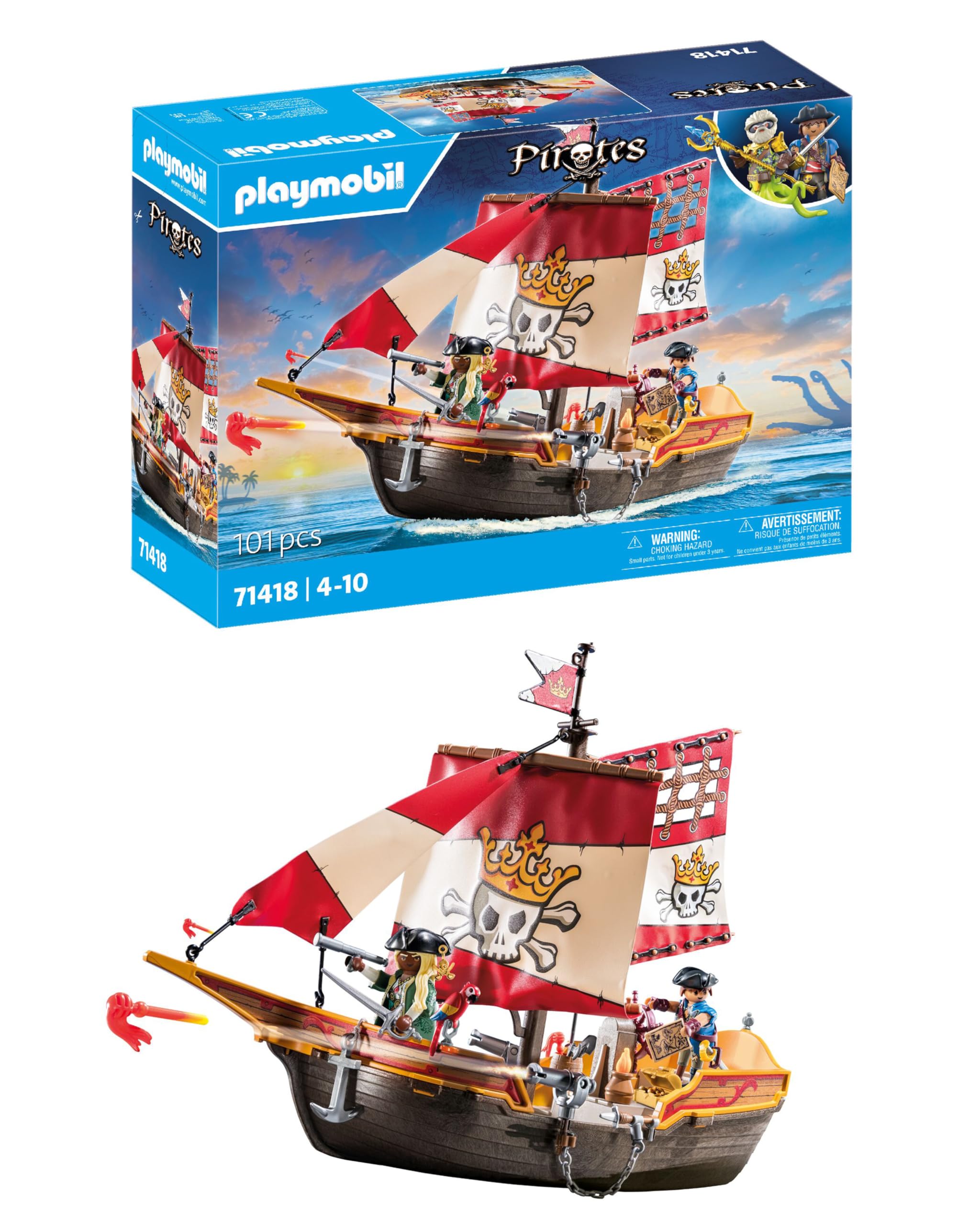 Playmobil 71418 Pirates: Small Pirate Vessel, exciting adventures on the high se