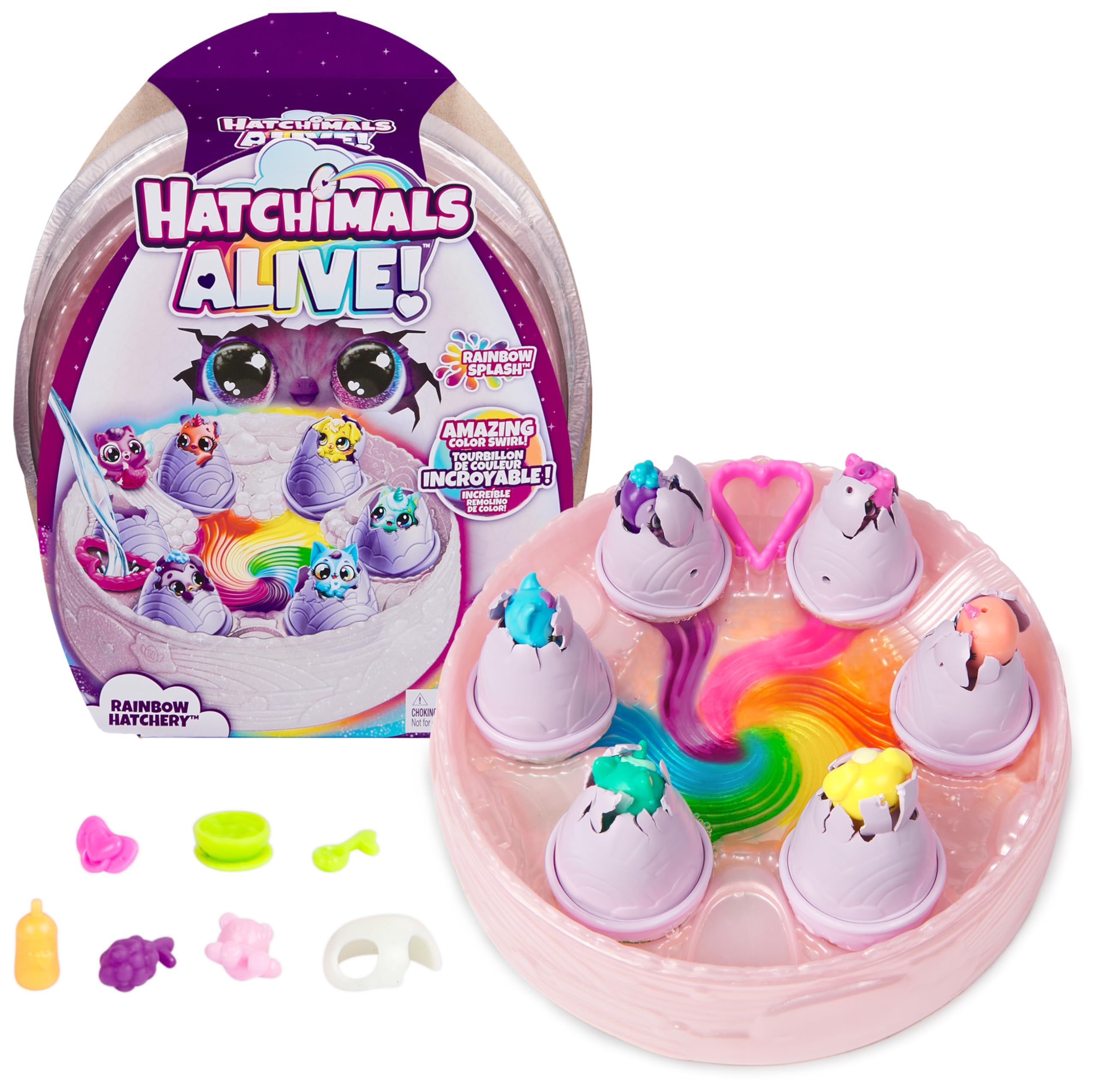 Hatchimals Alive Rainbow Hatchery, 6 Surprise Eggs, Ages 3+ | Color-Changing Wat