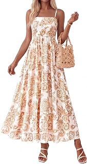 PRETTYGARDEN Vestito Estivo da Donna, con Spalline Sottili, Stampa Floreale, Stile Bohémien, per Feste e Matrimoni