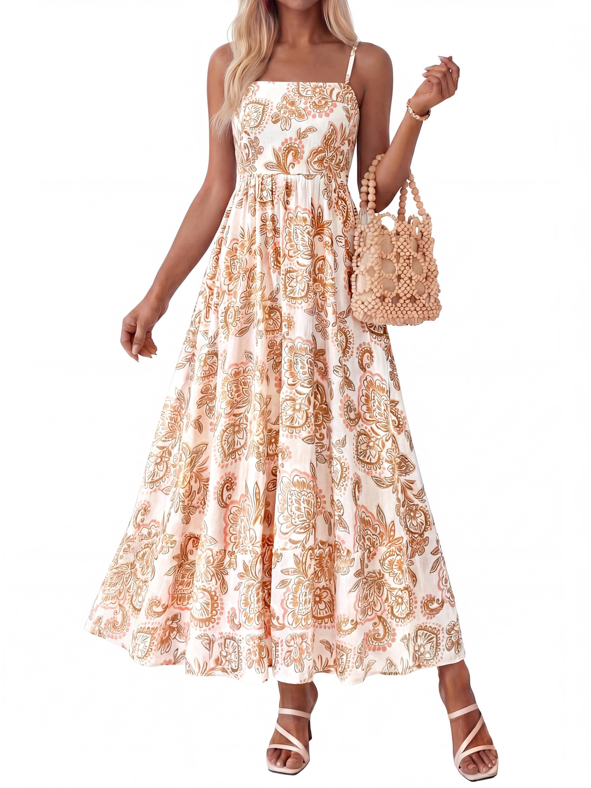 PRETTYGARDEN Vestito Estivo da Donna, con Spalline Sottili, Stampa Floreale, Sti