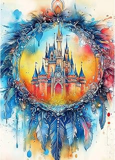 RICUVED Diamond Art Kits for Adults, Dreamcatcher Diamond Painting Kits for Beginners, 5D DIY Full Round Drill Gem Dots Castle Paint by Diamonds Art and Craft Kit for Gift Home Decor 12x16 inch