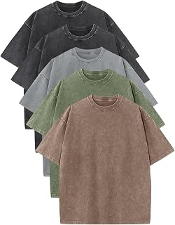 Ogfao Mens Shirts Oversized T Shirts Cotton Acid Wash Unisex Baggy Tees Loose Fit Vintage Heavyweight Comfort T-Shirt