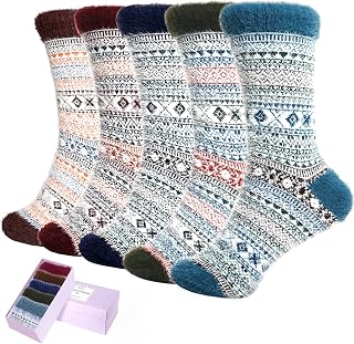 ICEIVY Socks Women Soft Knit Thick Warm Winter Fuzzy Crew Socks 5 Pairs