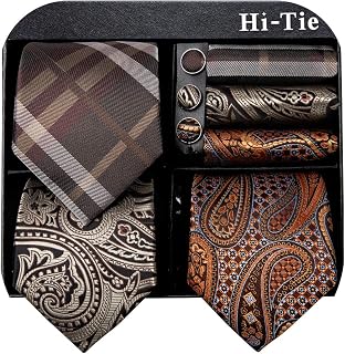 Hi-Tie Silk Cufflinks Set for Men 3/5 Pieces